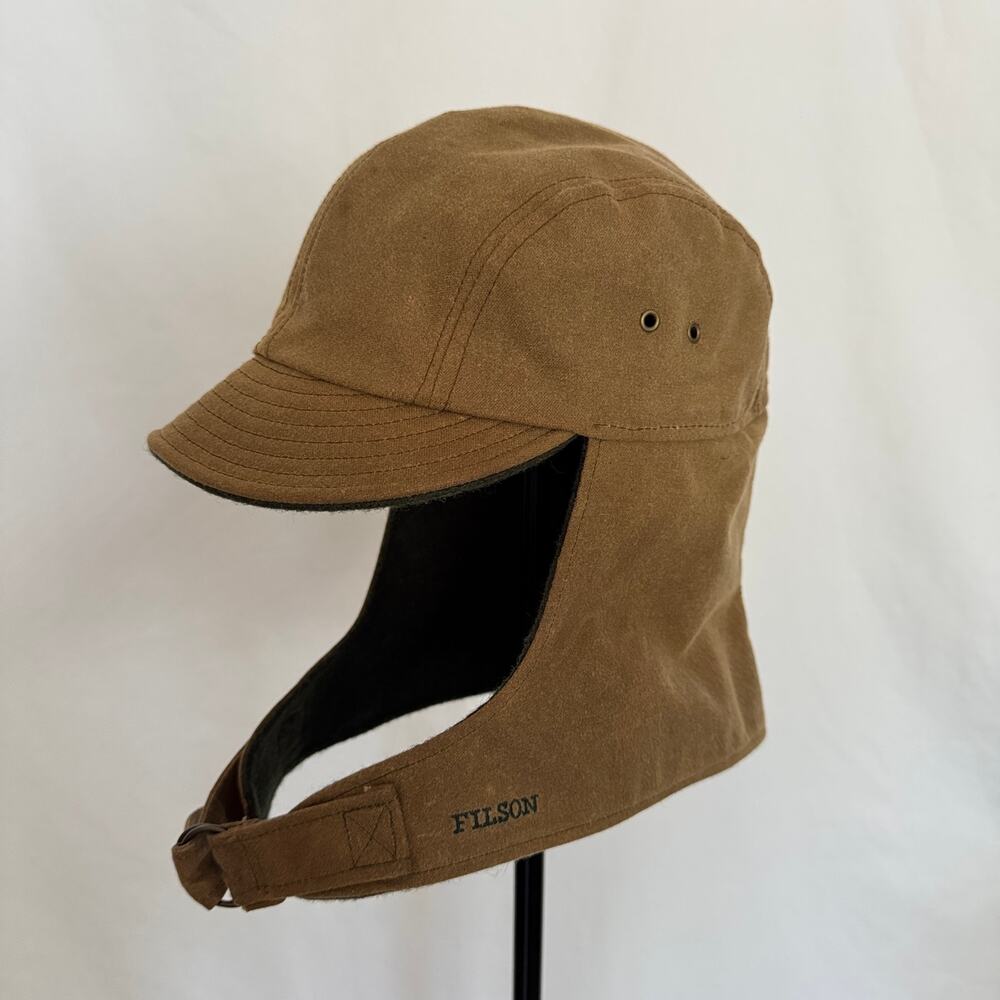 Vintage 90s Filson Tin Cloth Insulated Ear Flap Hunting Wildfowl Cap Size L